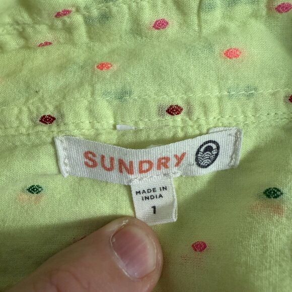 Sundry Women's Small (1) Yellow Polka Dot Gauze Cotton Button Down Coastal Shirt - Picture 4 of 6
